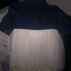 Very cute toddler girls Denim and Tulle dress w/ leopard print accent bow